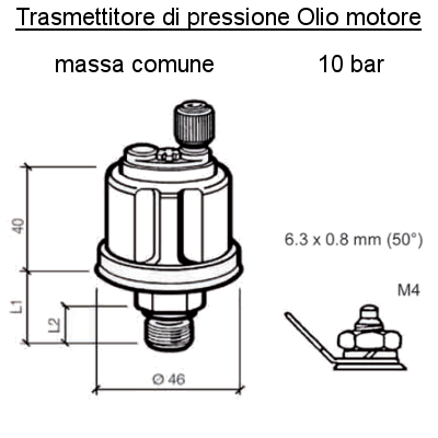 Sensore Pressione Olio Motore (10 Bar) 1/8"- 27 Nptf